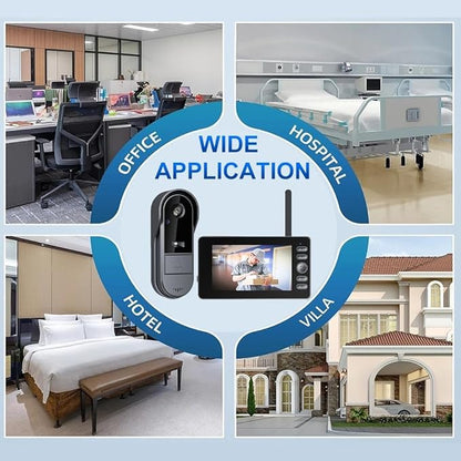 Door Bell Camera Wireless No Subscription with Monitor for Apartment, Timbre con Camara 1080P No App/WiFi Needed, Video Intercom 2-Way Talk,Waterproof Door Bell with Recording & Night Vision