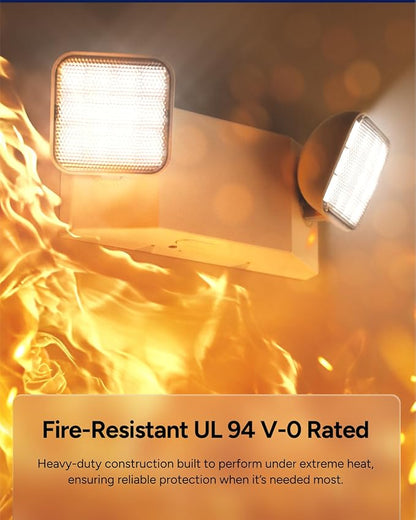 Sunco LED Emergency Lights, Commercial Lighting for Business, Power Outages, Offices, with Backup Battery (90 Minutes), Wall Mount, Hard Wired, 120-277V, Fire Resistant (94V-0) UL 2 Pack.