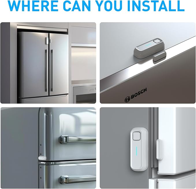 DAYTECH Refrigerator Door Alarm Freezer Door Left Open Alarm with Delay 1/2/3/4 mins Window Door Ajar Alarm Fridge Alarm 0 to 120 dB for Freezer Home Store Business Office 3 Sets White