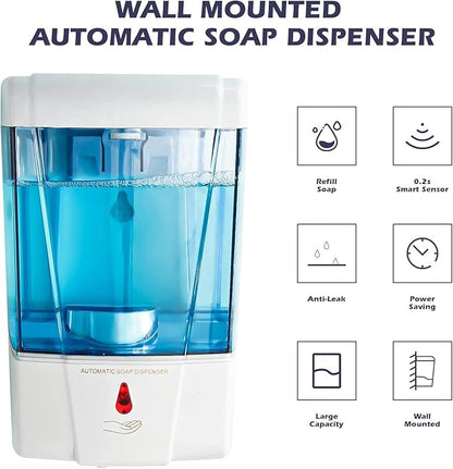 Automatic Soap Dispenser Wall Mount 3 Pack White 20 Oz Waterproof Leakproof for Commercial Bathroom Restroom Toilet Hotel