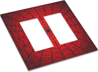 Red Spider Web Black Line Simplicity Decorative Outlet Covers 2 Gang Double Gfci Rocker Electrical Wall Panels Light Switch Cover Plate For Kids Room Home Decor