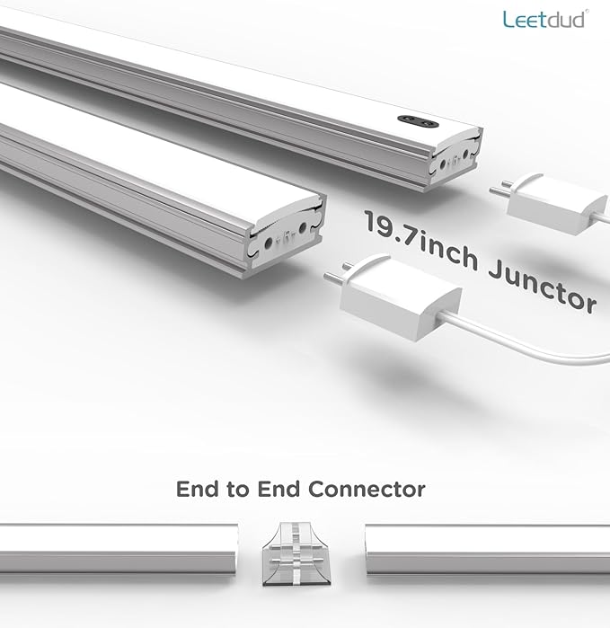 Hand Wave Under Cabinet Lighting Plug in, 16 Inch 2 Pcs Dimmable Under Counter Lights, 4000K Natural White Linkable Ultra Thin Motion Sensor LED Lights for Kitchen, Shelf, Desk, Cupboard