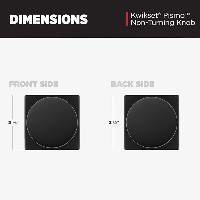 Kwikset Pismo Dummy Door Knob, Single Sided Handle for Closets, French Double Doors, and Pantry, Matte Black Non-Turning Interior Push/Pull Door Knob, with Microban Protection (Pack of 10)