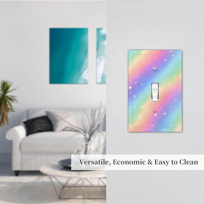 Decorative Light Switch Cover Plate Pink Blue Purple Iridescent Rainbow 1 Gang Single Toggle Wall Plates for Electrical Outlet Covers Switch Plate Covers Faceplate for Bedroom Home Decor