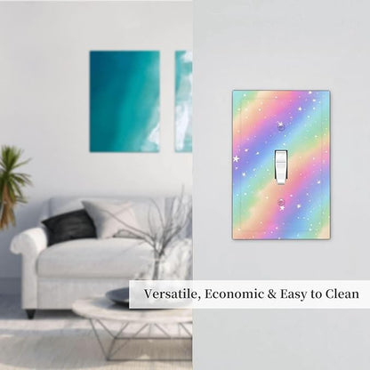 Decorative Light Switch Cover Plate Pink Blue Purple Iridescent Rainbow 1 Gang Single Toggle Wall Plates for Electrical Outlet Covers Switch Plate Covers Faceplate for Bedroom Home Decor