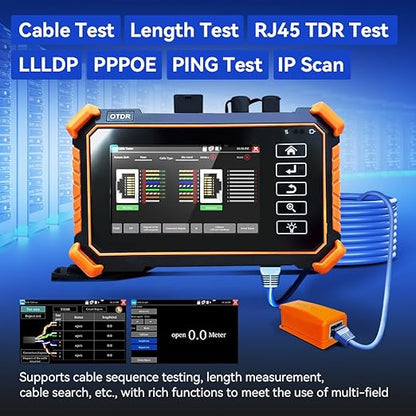 New Upgraded OTDR Optical Fiber Tester, Fiber Network Tester Support Event Map Optical Power Meter OLS(Loss Test) VFL LS(Light Source) Length Ping POE Test, IP Scan RJ45 Network Tools