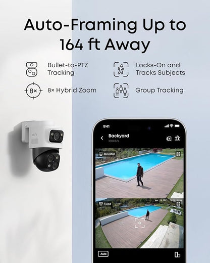 eufy PoE NVR Security Camera System S4, 24/7 Recording,Up to 16CH, 2TB HDD, 2 Bullet-PTZ Cams, 2 Bullet Cams, 360° PTZ, AI Auto Framing & Tracking, Smart Video Search, Color Night Vision