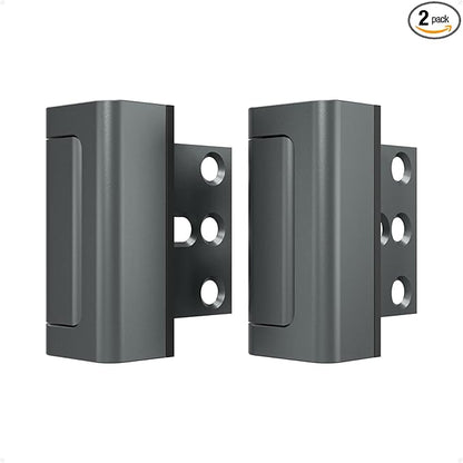 2 Pack Home Security Door Reinforcement Lock, Childproof Safety Door Lock Latch Stopper, Removable Screw-Mounted, Prevent Home Unauthorized Entry, Aluminum Construction, Withstands 800 lbs