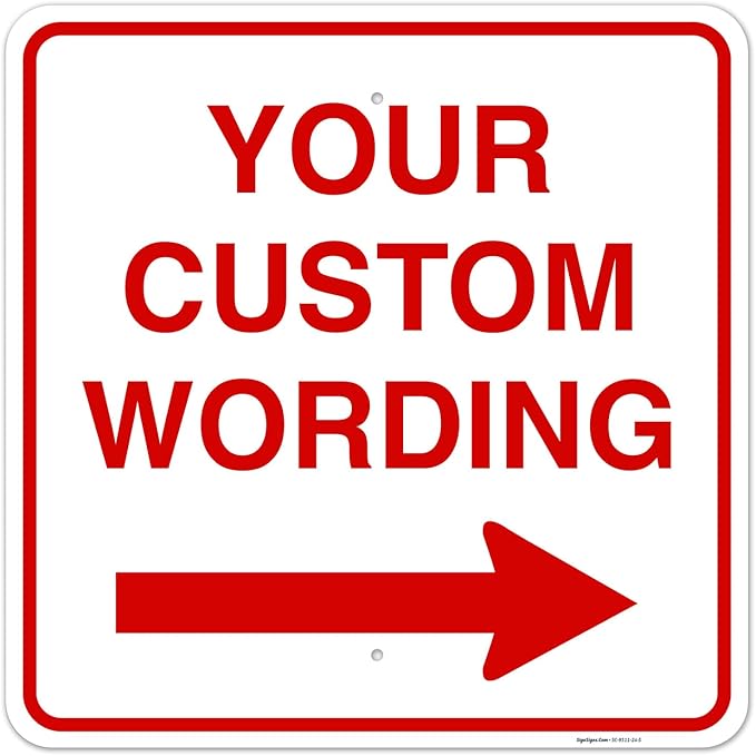 Custom Square Left or Right Arrow Sign, Personalize for Office, Business, Workplace, office, Home, Airbnb, Delivery Signs, 24x24 Inches Yellow, Rust Free .063 Aluminum, Fade Resistant, Made in USA