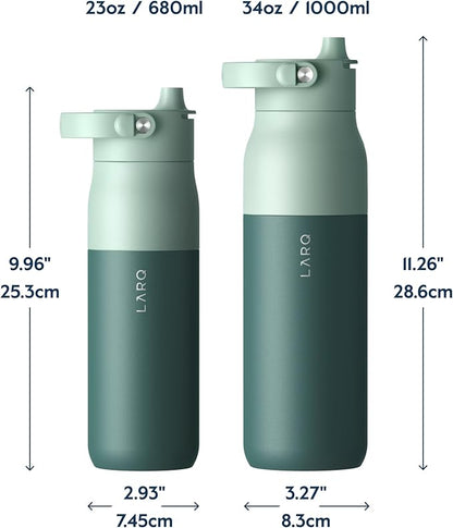 LARQ Bottle Swig Top 23oz - Insulated Stainless Steel Water Bottle With Built-In Silicone Handle | BPA Free | Reusable Water Bottle for Sports, Gym, and Travel, Eucalyptus Green