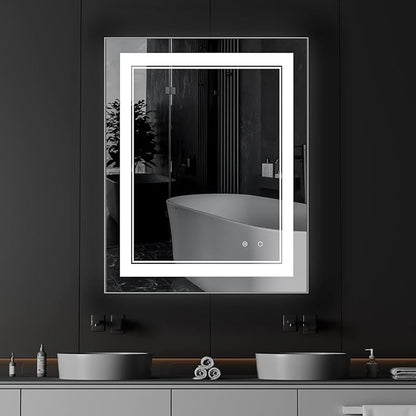 40X32 LED Bathroom Mirror with Lights,Anti-Fog,Dimmable,Lighted Bathroom Vanity Mirror for Wall, Memory Function, Waterproof, Tempered Glass