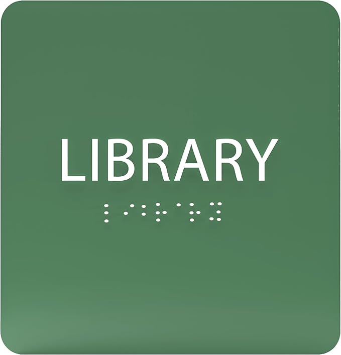 6" X6" Library Sign - ADA Compliant Tactile Graphics Grade 2 Braille Text Acrylic Wall Sign - Quiet zone, Information Convey, Group Study Room Door Signs for Office, School, Home