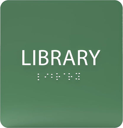 6" X6" Library Sign - ADA Compliant Tactile Graphics Grade 2 Braille Text Acrylic Wall Sign - Quiet zone, Information Convey, Group Study Room Door Signs for Office, School, Home