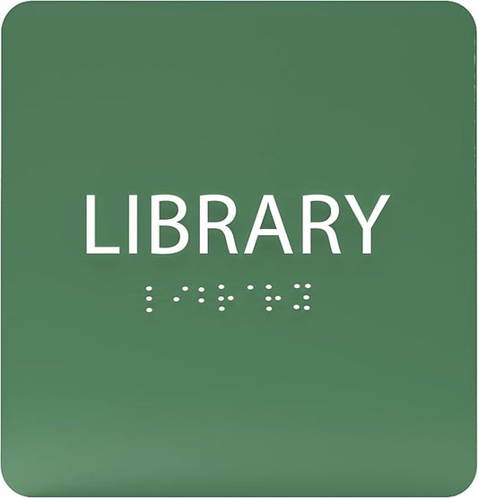6" X6" Library Sign - ADA Compliant Tactile Graphics Grade 2 Braille Text Acrylic Wall Sign - Quiet zone, Information Convey, Group Study Room Door Signs for Office, School, Home