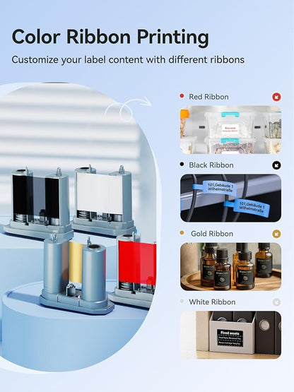 NIIMBOT M2 Label Maker with Tape 2Inch Thermal Transfer Support Color Ribbon Printing Bluetooth Sticker Printer for Office Small Business School Home Cable Storage, Compatible with Phones & PC