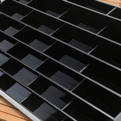 Acrylic Business Card Holder for Desk Multiple Business Card Holders 28 Slot 7 Tier Large Business Card Organizer Business Card Display Rack Black Plastic Business Card Stand for Home Office