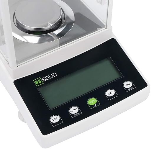 U.S. Solid 0.1mg Analytical Balance, 220g x 0.0001g, Lab Electronic Scale with Automatic Internal Calibration, Electromagnetic Transducer, RS232, Overload Protection, Piece Counting, 4 Weighing Units