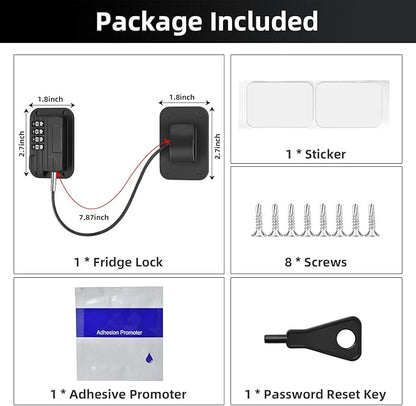 Upgraded Combination Fridge Lock for Child Safety, Keyless Refrigerator & Freezer Lock with Code for Kids, Black