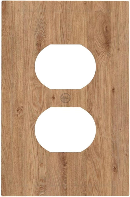 Outlet Covers Vintage Rustic Wood Color Brown Wood Grain 1 Gang Duplex Electrical Receptacle Faceplate Light Switch Cover Wall Plate Decorative Switch Plates for Farmhouse Cabin Decor
