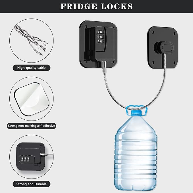2 Pack Refrigerator Lock, Fridge Locks, Freezer Locks, Mini Fridge Lock for refrigerators, cabinets, Windows, and Drawers, keyless Installation