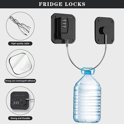 2 Pack Refrigerator Lock, Fridge Locks, Freezer Locks, Mini Fridge Lock for refrigerators, cabinets, Windows, and Drawers, keyless Installation