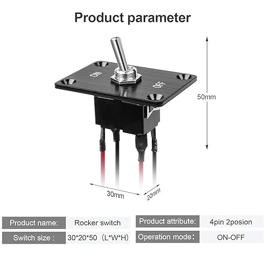 Button Switch Rocker Switch Toggle Switch Four Pin Two Position ON/Off Prewired Power Transfer Switch with Mounting Plate,Waterproof Cap.