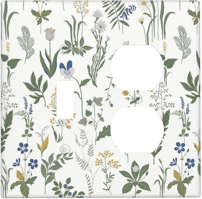 Wallplates Floral Green Leaf Plant Flowes 1 Toggle 1 Duplex Switch Plate Electrical Gfci Faceplate Decorative Light Switch Covers For Bed Room Farmhouse Decor