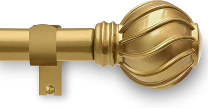 Gold Curtain Rods for Windows 28 to 48 Inch 7/8" Diamete Heavy Duty Adjustable Window Curtain Rod with Decorative Finials for Farmhouse Bedroom Living Room Kitchen Outdoor