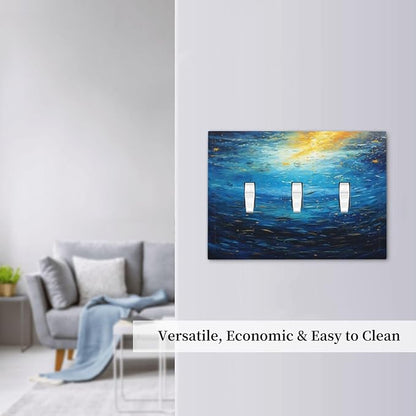 Decorative Switch Plates Dream Ocean Underwater World Fish Shoal 3 Gang Wall Plate Faceplate Triple Toggle Light Switch Cover Electrical Wall Panels for Kids room Nursery Decor
