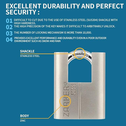 J45S keyed Alike Padlocks, Heavy Duty Stainless Steel Shackle Lock, Waterproof and Rustproof Storage, Warehouses, Garage, Outdoors, 60-Pack