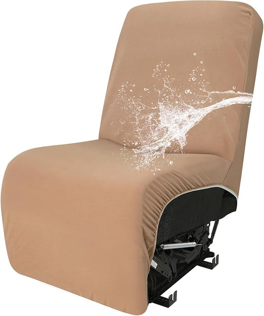 Easy-Going 100% Waterproof Recliner Cover Additional Seat Cover for Reclining Couch, Stretch Sofa Covers Washable Furniture Protector for Kids & Pets, 1 Seat, Camel