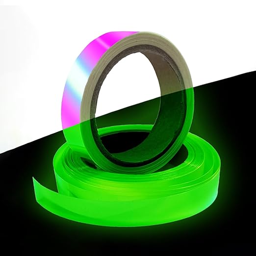 Glow in The Dark Tape - 33 FT X 0.5 Inch, Fluorescent, Waterproof, Luminous Reflective Tape for Stairs, Walls, Steps, Exit Signs, Theatres, Staged & Dark Areas