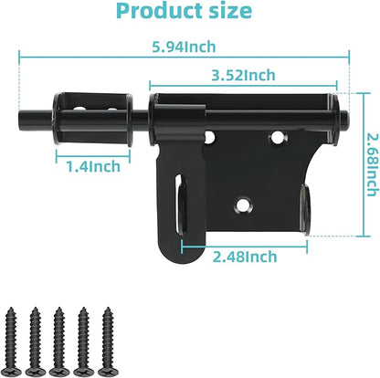 Alise 6 Inch Slide Bolt Gate Latch, Door Lock with Padlock Hole, Heavy Duty Stainless Steel Barrel Bolts Safety Door Lock for Wooden Fence, Outdoor Fence,Shed Door Black