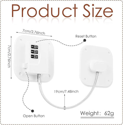 Refrigerator Lock, Combination Lock for Refrigerator Cabinets, Drawers, Heavy Duty Fridge Lock, Easy Install No Keys Needed (White-4Pack)
