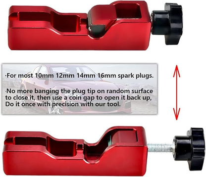 Universal Spark Plug Gap Tool Compatible with Most 10mm 12mm 14mm 16mm Spark Plugs Red - 1 Set with Feeler Gauge
