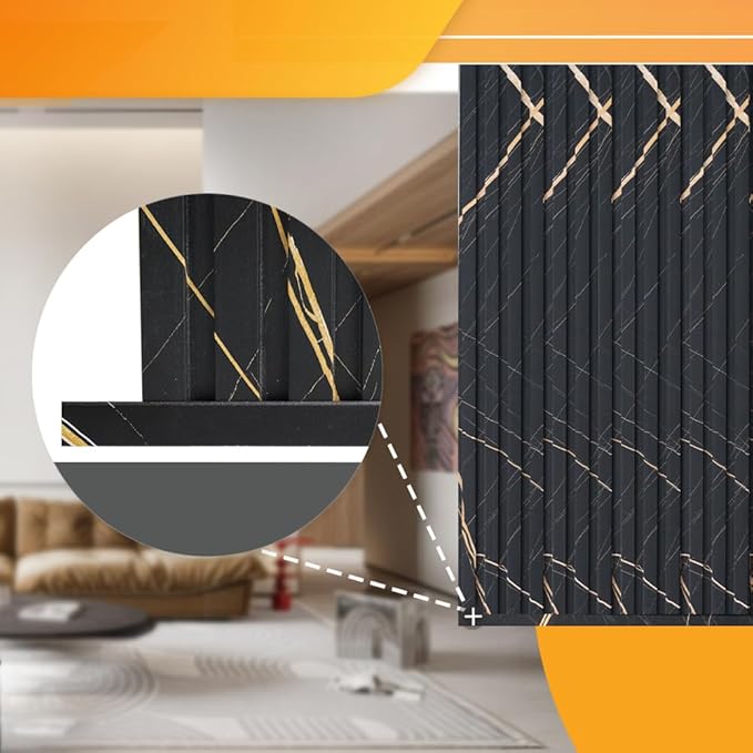 OUZUGIE 8-Pack 57 Inches, WPC Slat Wall Panel Trim,Corner Guard for Low Grille (Black Marble)