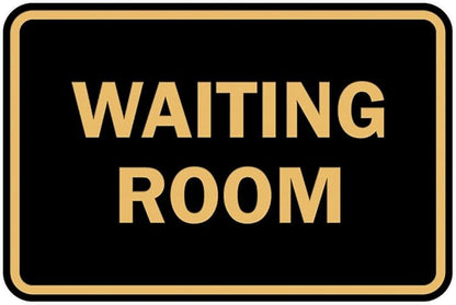 Signs ByLITA Classic Framed Waiting Room (Black Gold) - Medium 2 Pack