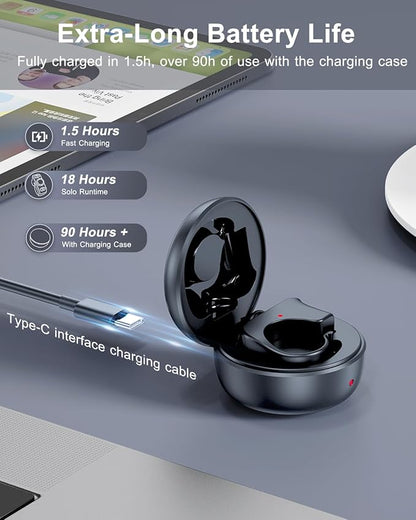 TikTok Scrolling Ring Remote Control, Camera Shutter Remote, Wireless Bluetooth Scrolling Ring for iPhone, iPad, iOS, Android - Graphite Black
