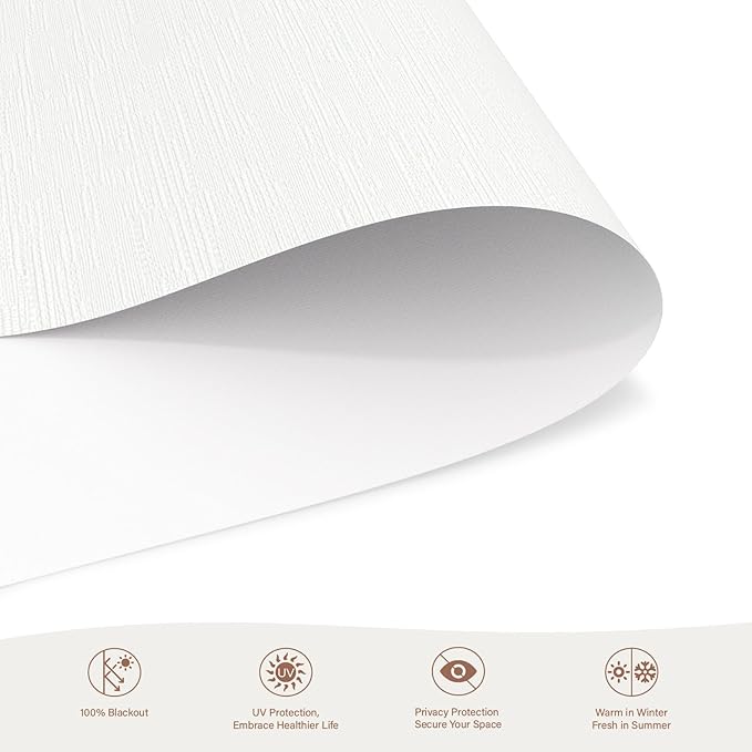 Motorized Roller Blinds with Remote, 100% Blackout Automatic Roller Shades for Bedroom, Bathroom, and Living Room, Customized Size, Moonlight White