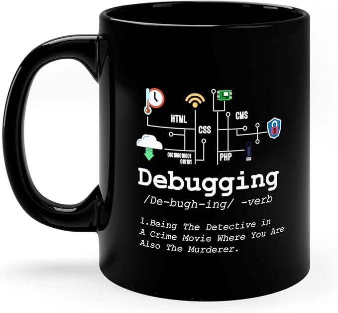 Personalized Debugging Definition Mug Funny Gift To Programmer Customized IT Programming Coding Binary Computer Teacher Student 11oz Black Ceramic Mug 11oz