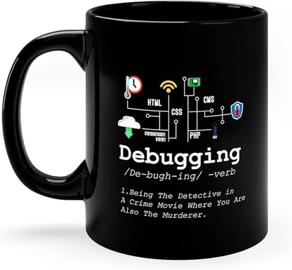 Personalized Debugging Definition Mug Funny Gift To Programmer Customized IT Programming Coding Binary Computer Teacher Student 11oz Black Ceramic Mug 11oz