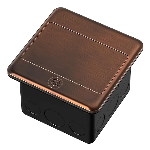 KYHSHJ Pop Up Floor Electrical Outlet Box Kit，20 Amp Stainless Steel TR Tamper-Resistant Duplex Receptacle Outlet， Corrosive Resistant Hardware，ETL Listed, Bronze