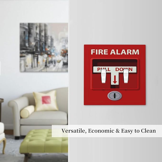 Decorative Light Switch Plate Covers Red Fire Alarm Novelty 2 Gang Wall Plate Double Toggle Switch Cover Plate Electric Dual Device Electrical Faceplate for Bedroom Office Bathroom Decor