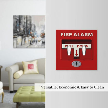 Decorative Light Switch Plate Covers Red Fire Alarm Novelty 2 Gang Wall Plate Double Toggle Switch Cover Plate Electric Dual Device Electrical Faceplate for Bedroom Office Bathroom Decor