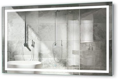 Krugg LED Bathroom Mirror | Lighted Vanity Mirror Includes Dimmer & Defogger | Wall Mount Vertical or Horizontal Installation (54" X 36")