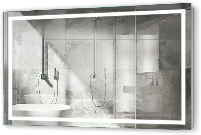 Krugg | Large 60 Inch X 36 Inch LED Bathroom Mirror | Lighted Vanity Mirror Includes Dimmer & Defogger | Wall Mount Vertical or Horizontal Installation