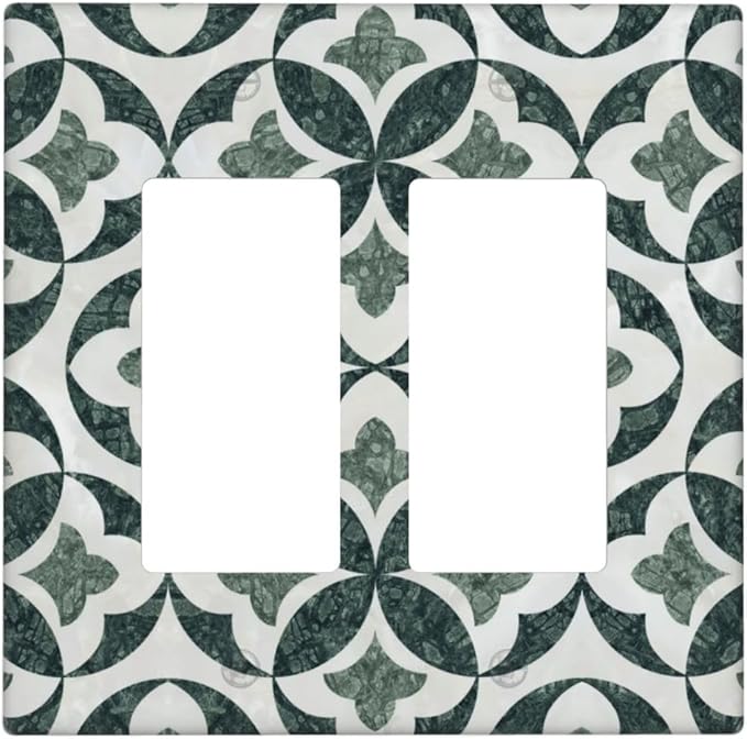 Green Luxury Modern Cubic Marble 2 Gang Double Rocker Decorative Light Switch Covers Electrical Faceplate Switch Plates for Bathroom Kitchen Home