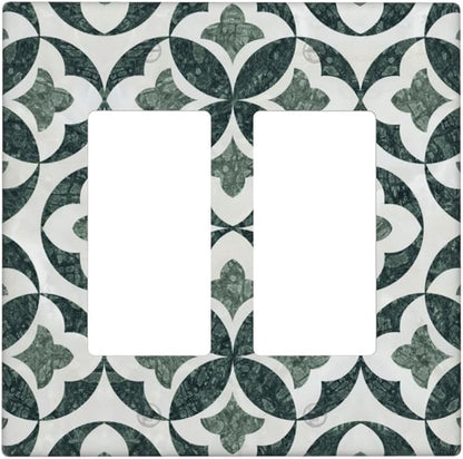 Green Luxury Modern Cubic Marble 2 Gang Double Rocker Decorative Light Switch Covers Electrical Faceplate Switch Plates for Bathroom Kitchen Home