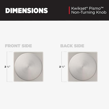 Kwikset Pismo Dummy Door Knob, Single Sided Handle for Closets, French Double Doors, and Pantry, Satin Nickel Non-Turning Interior Push/Pull Door Knob, with Microban Protection