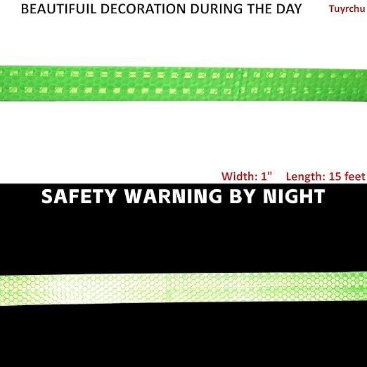 Green Reflective Tape Outdoor Waterproof 1 inch, High Visibility Warning Industrial Marking Tape, Safety Stickers (15 feet)
